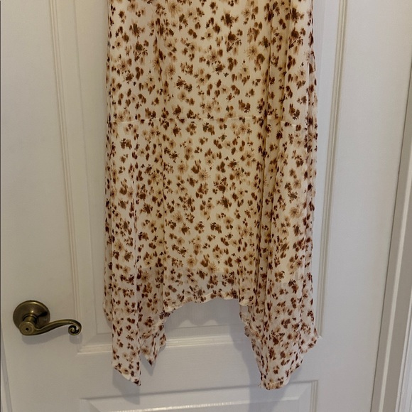 Floral Cream and Brown Women's Dress - Picture 3 of 5